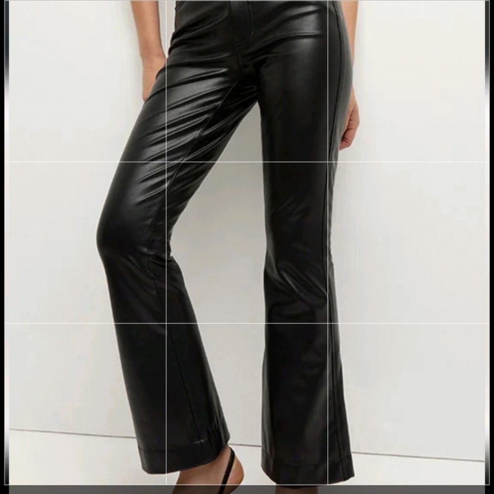 NWT Veronica Beard Carson Flare Women's Black Faux Leather Pants